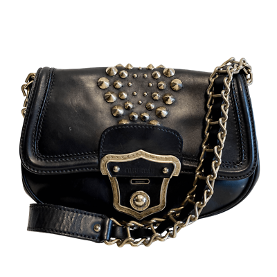 00s archive miu miu leather studs bag