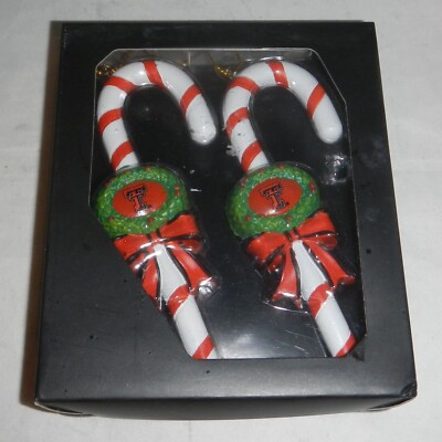 Texas Tech University TTU Red Raiders 2 Pack Candy Cane Christmas Ornaments
