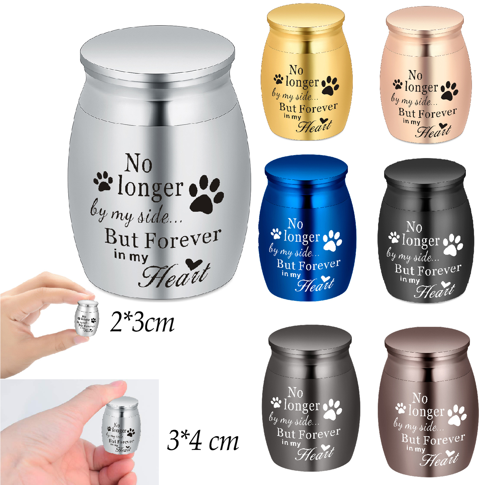 Paw Print Pet Stainless Steel Small Urn for Dog Cat Cremation Ashes ...