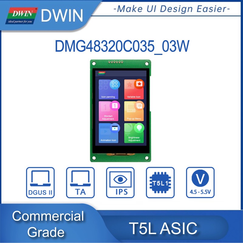 3.5 Inch TFT TN/IPS LCD Module Commercial HMI Screen Touch Display TTL 320*480/3