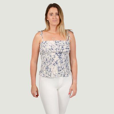 OASIS Ivory Navy Shirred Strappy Top Bandeau Stretch Body