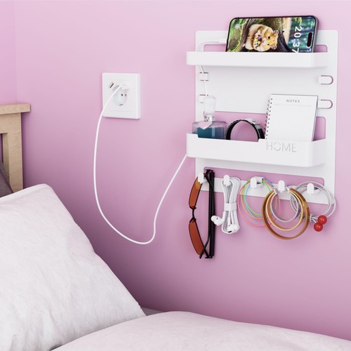 SUOXING Bedside Wall Organizer for Bedroom,Rv,Small Medium, White