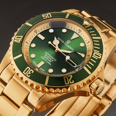 Pre-owned Revue Thommen Men's 'diver' Green Dial Stainless Steel Swiss Watch 17571.2464