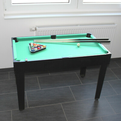 Kinder Billardtisch 104 cm x 58 cm Pool Billard komplett Set Mini Midi Schwarz +