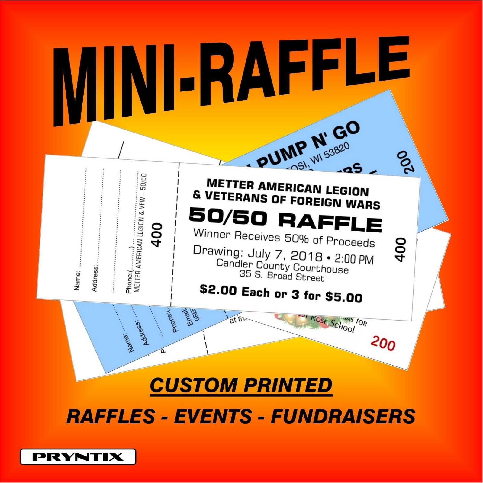 500 MINI-RAFFLE TICKETS - Custom Printed, Numbered & Perforated Card Stock