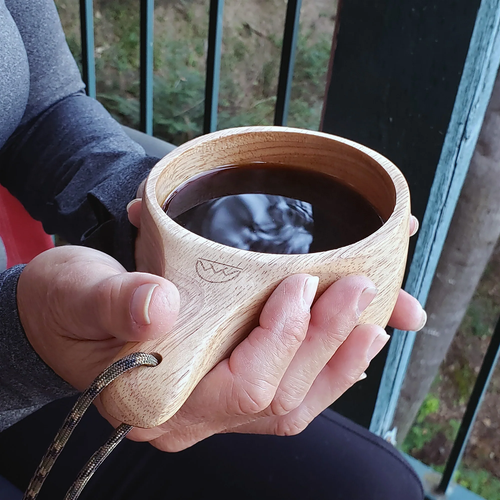 Hand Carved Nordic Kuksa - Solid Wood Camp Mug - Large 12 oz