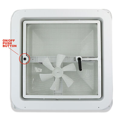 14" RV trailer Roof vent complete 12 volt FAN w/ white lid and interior garnish