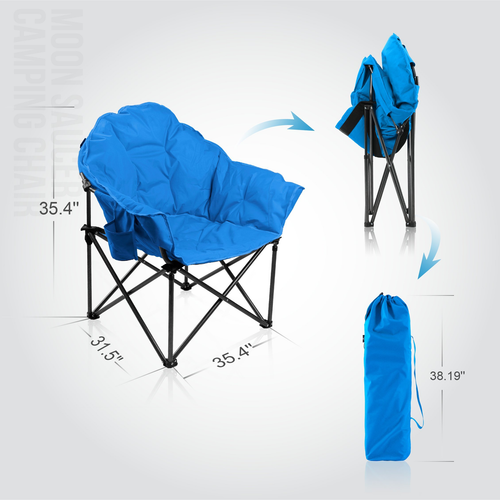 ALPHA CAMP Oversized Moon Saucer Chair with Folding Cup Holder and Carry Bag -