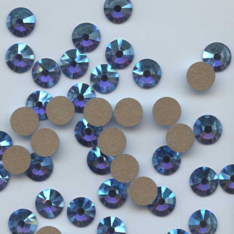 2058 Ss30 Sax *** 11 Strass Swarovski Fond Plat 6,4mm  Sapphire Ab F