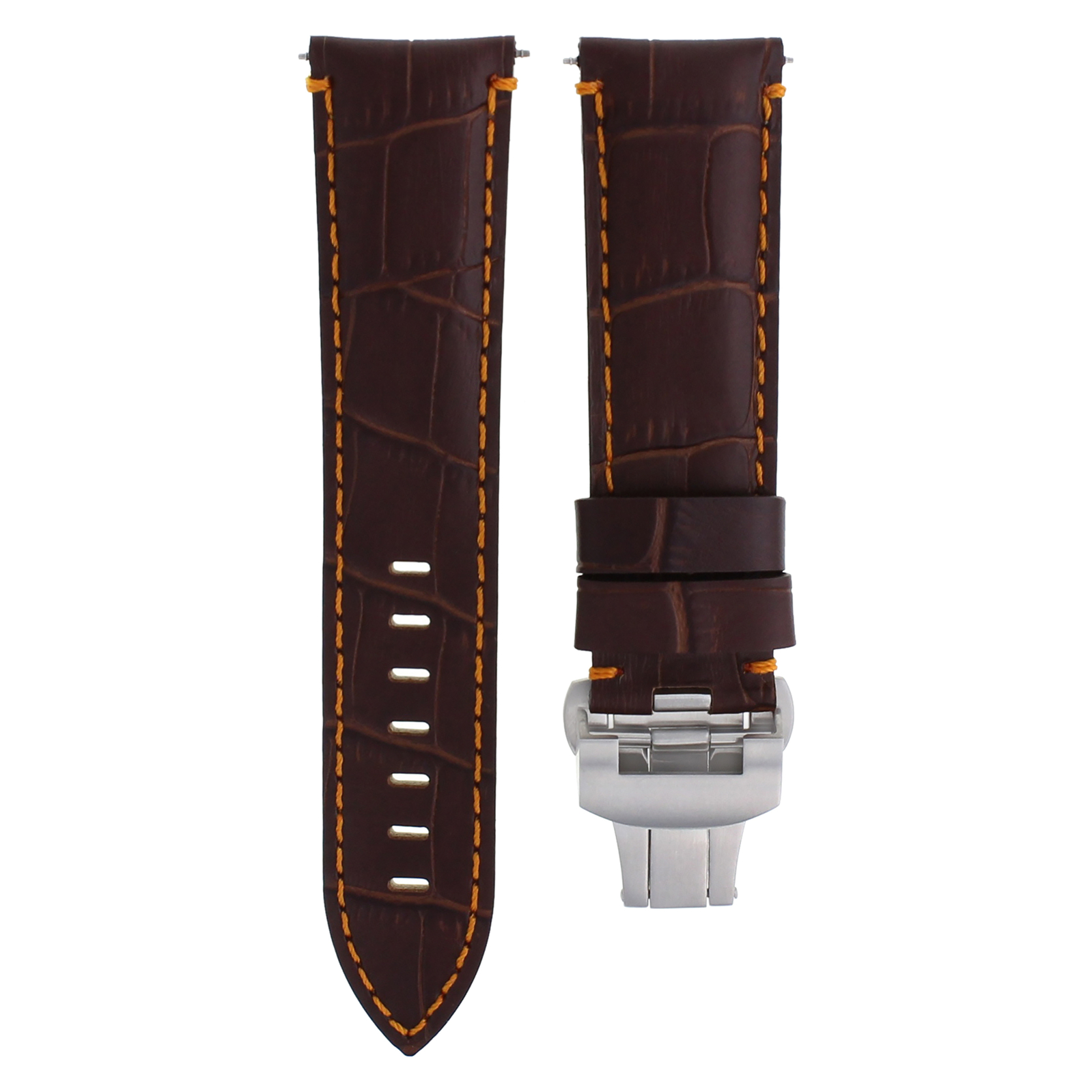 22MM LEATHER WATCH BAND STRAP FOR BREITLING CHRONOMAT DEPLOYMENT CLASP