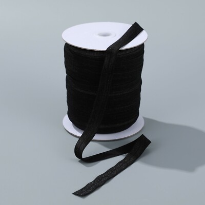 90 yards Elastic 1/2  Black Fold Over FOE for Headband Clothing Wholesale Roll