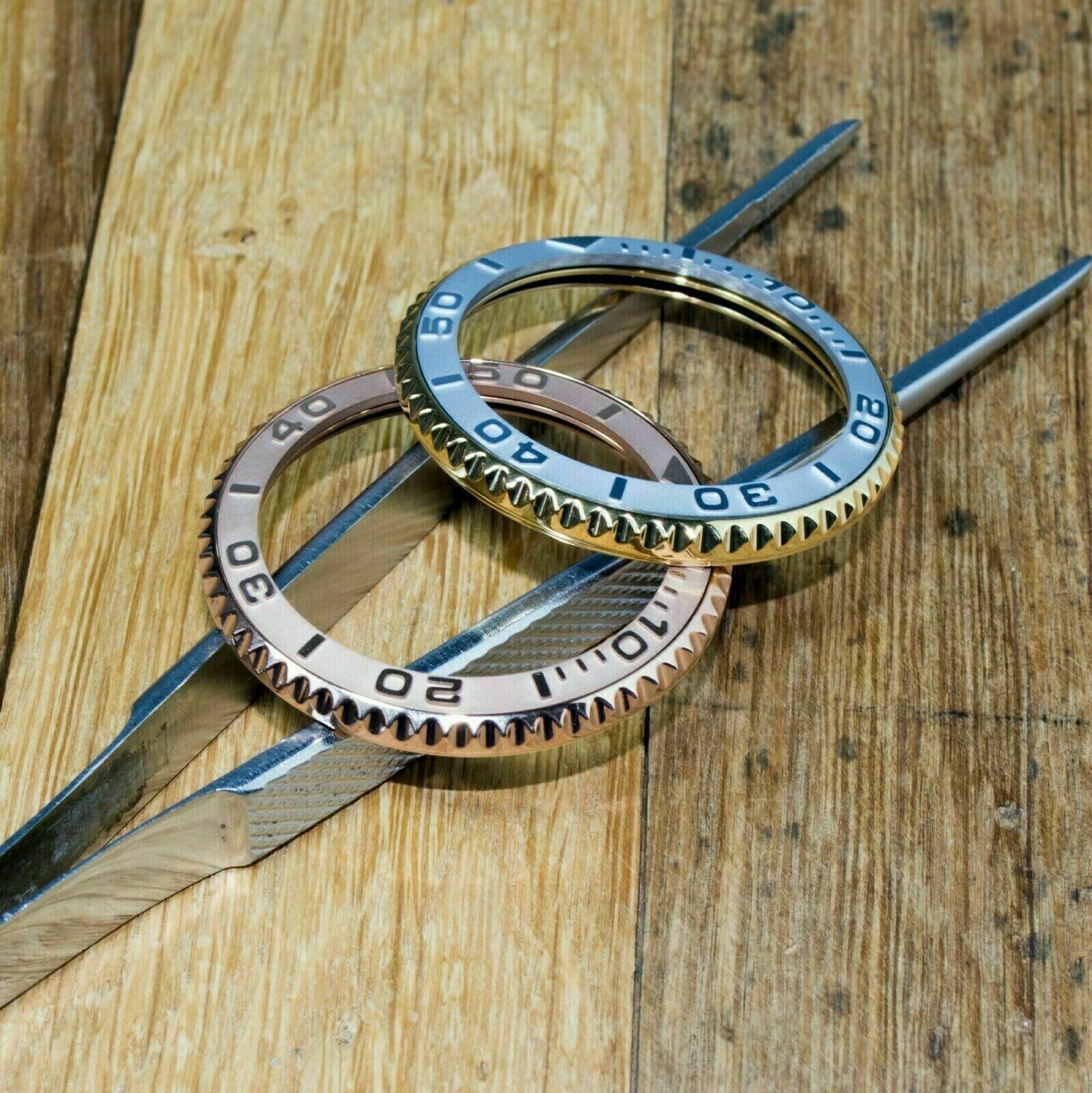 SEIKO 腕時計 18KT bezel Gold Bezel+Insert For Seiko SKX007/9 SRPD Watch 120 Click