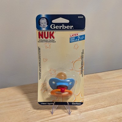 Gerber NUK Orthodonic Pacifier, Latex, Size 2 (7-18 6M) 2005 Blue/Orange