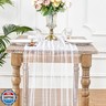 Pearl Tulle Table Runner Sheer Fabric Set of 6 White Lace Table Runners 29x120 Inch Boho Rustic Desk Centerpieces for Bridal Shower Birthday Party Wedding Arch Aisle Veil Dessert Table Decor