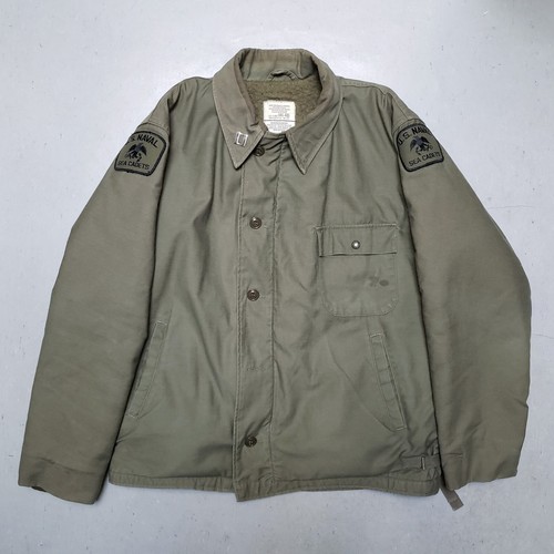 Vtg USN A-2 Deck Jacket w NAVAL SEA CADET Patch US NAVY