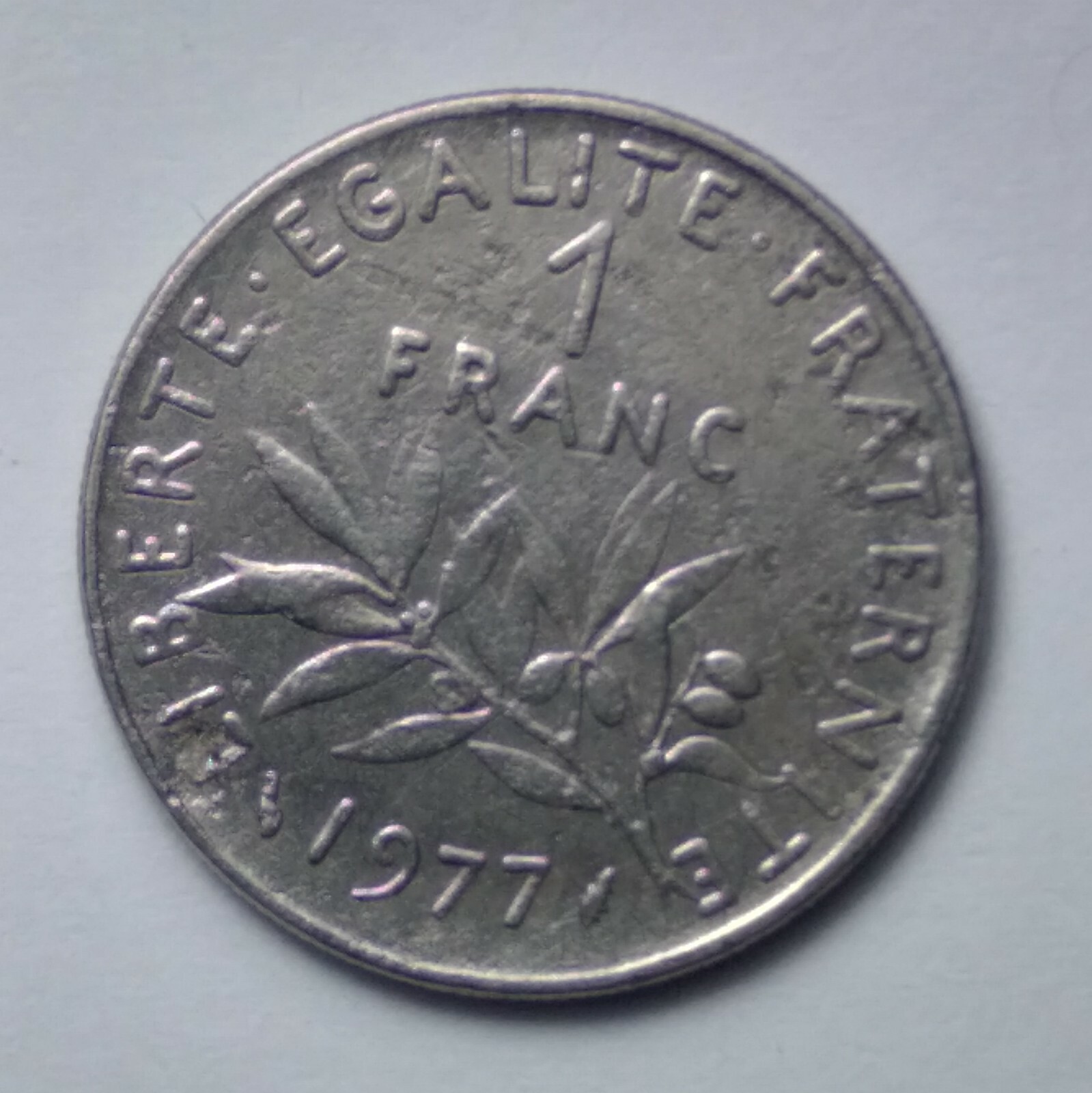 骨('97仏/ポルトガル) FRANCE Rarest 1 Franc Semeuse, Nickel V REPUBLIC Paris 1977
