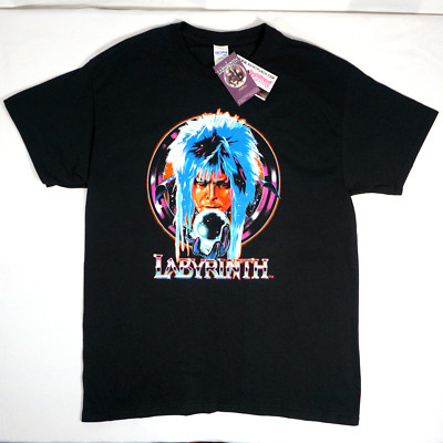 David Bowie Labyrinth T-Shirt Large Black Gildan Nerd Block New with Tags
