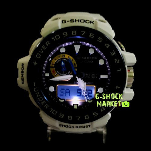 Pre-owned Casio G-shock Gulfmaster White/grey Multiband 6 Solar Men's Watch Gwn-1000e-8a