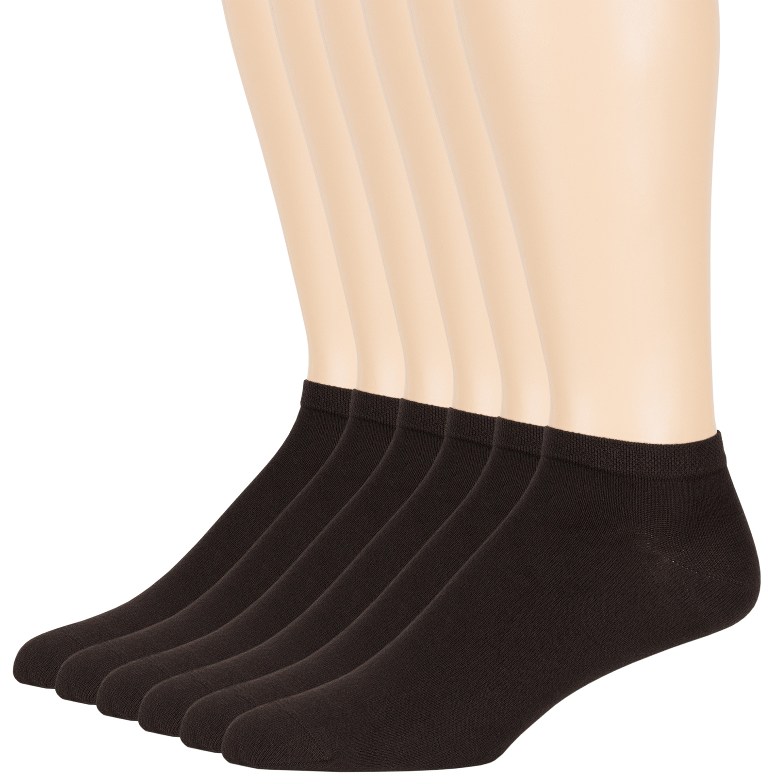 Men's Bamboo 6 Pack Solid Thin Ankle Low Cut Socks L-M Black Khaki Grey White