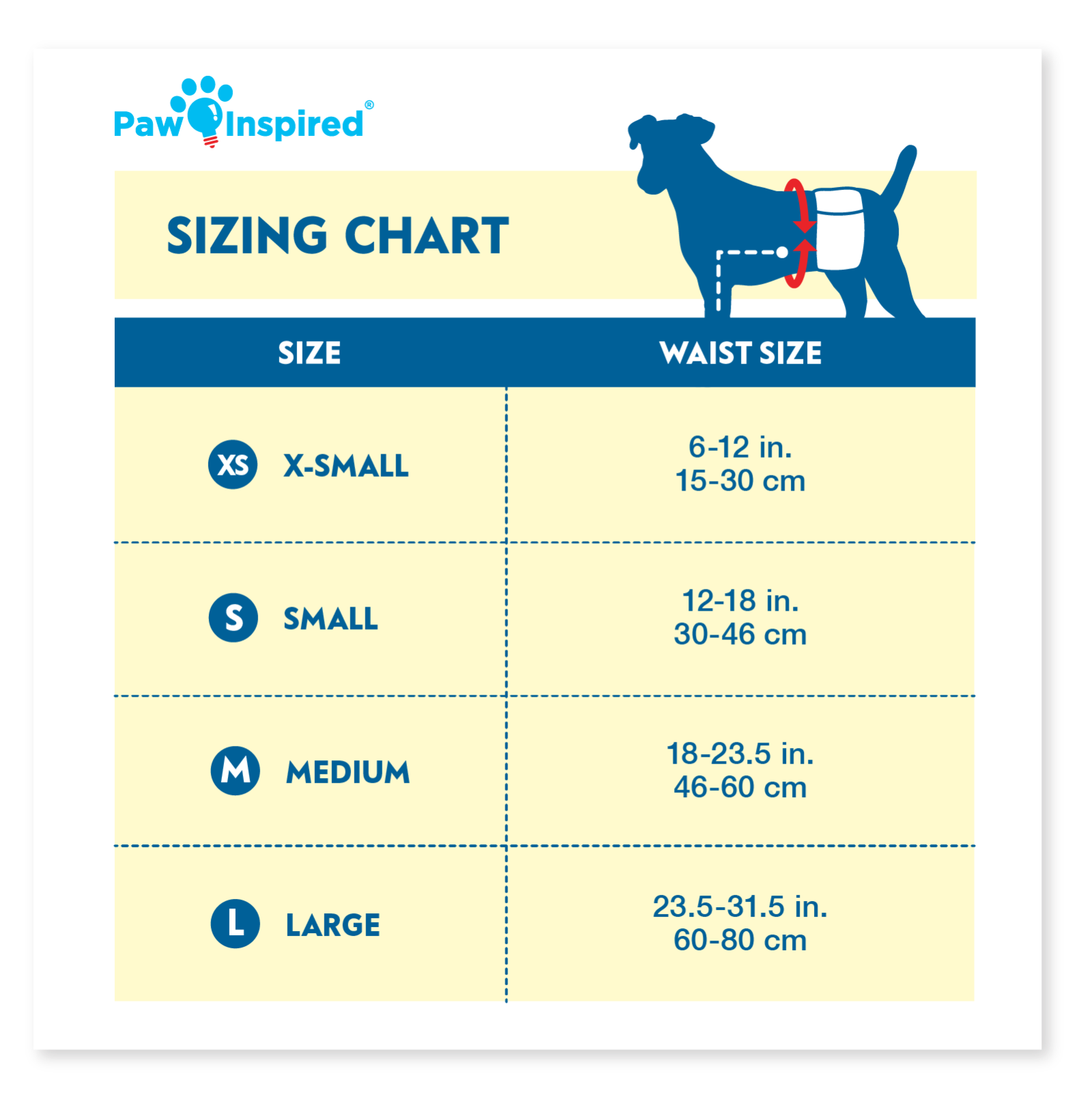 Paw Inspired Disposable Male Dog Diapers Belly Bands Belly Wraps - XS, S, M, L