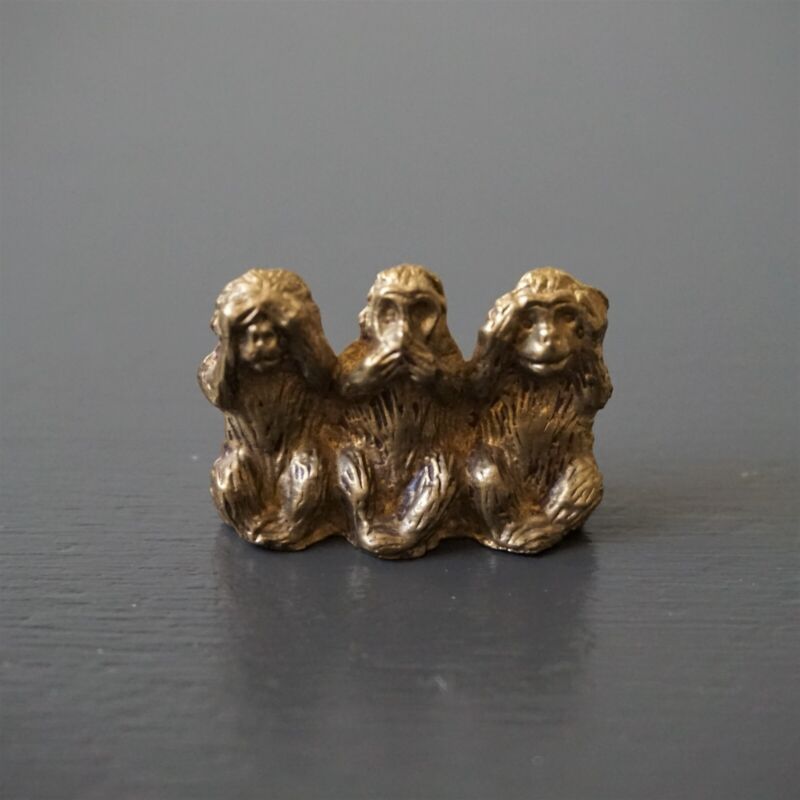 Vintage Brass 3 Monkeys See Speak Hear No Evil Miniature Figurine