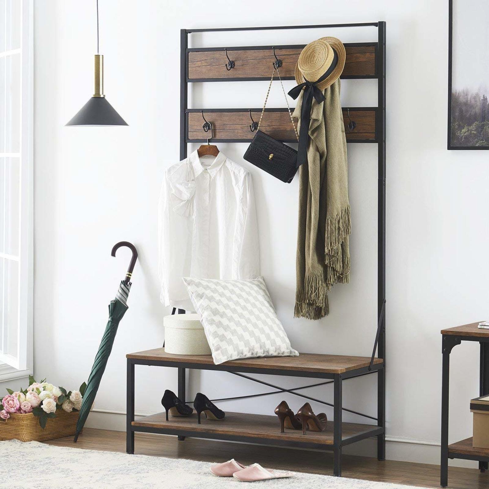 Details About Entryway Coat And Shoe Rack With Seat Storage Bench Hallway Shelf Hall Tree