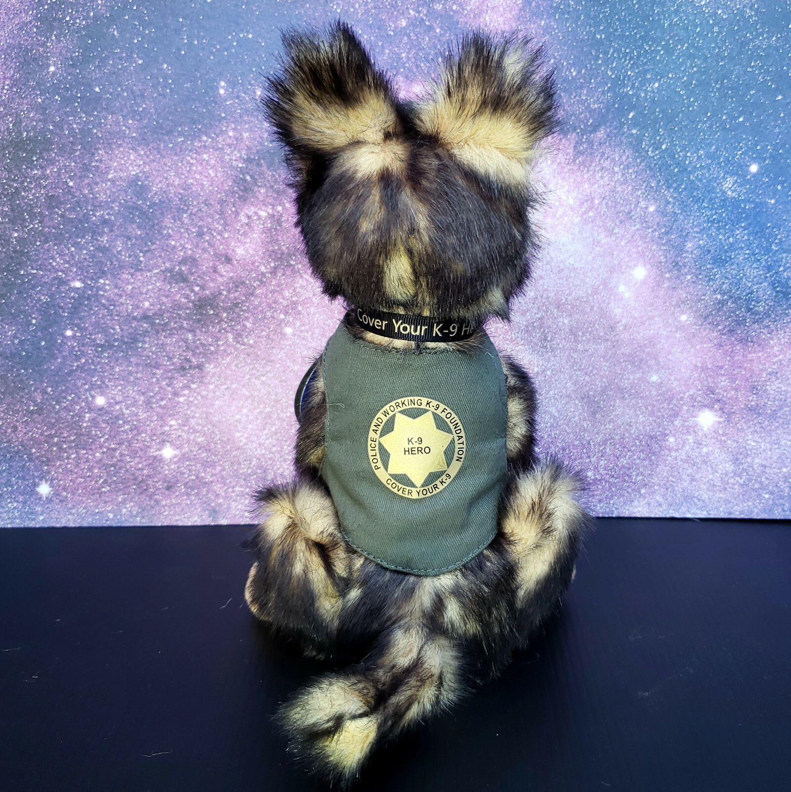 Sable German Shepherd Plush Police Dog w K9 Badge Mirrored Shades K9 fundraiser