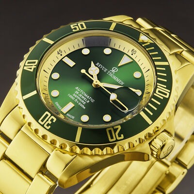 Pre-owned Revue Thommen Men's 'diver' Green Dial Stainless Steel Swiss Watch 17571.2414