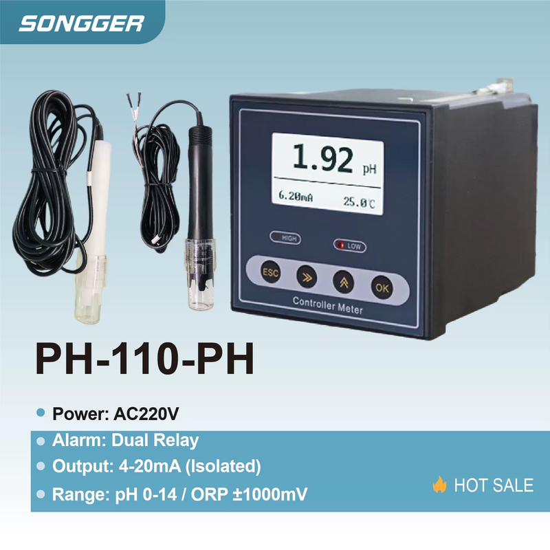 PH-110 pH ORP Controller Meter Acidity Alkalinity Monitor 4-20mA RS485 Industria