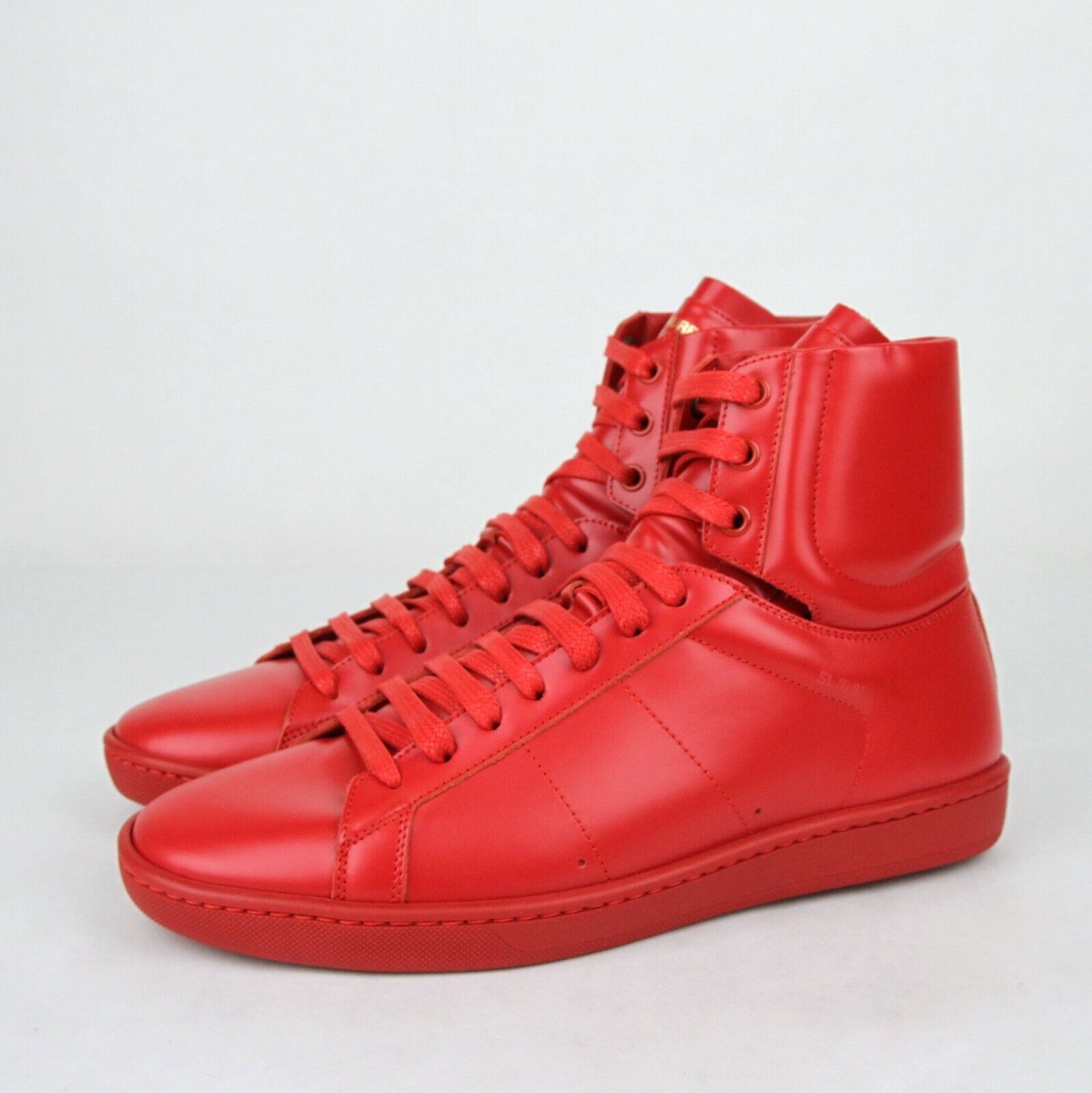 Pre-owned Saint Laurent $545  Men's Red Leather Sl/01h Hi Top Sneaker 417850 6422