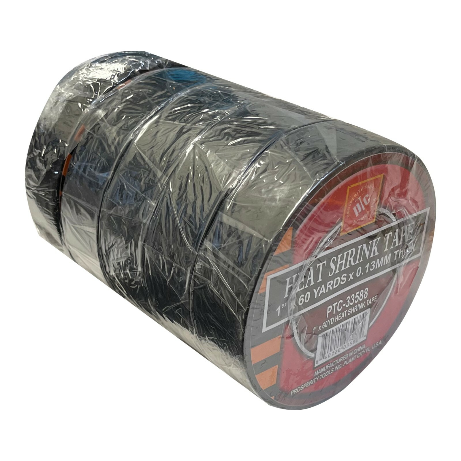 Black Heat Shrink Tape 1" x 180' (60 Yards) x .13 MM - Choose 1 Roll or 5 Sleeve