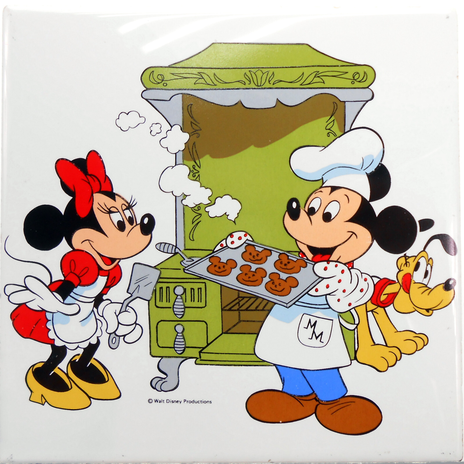 Disney Mickey Baking w/ Minnie Mouse Ceramic Tile Trivet Hot