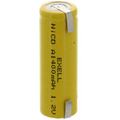 Exell Battery A Size 1.2V 1400mAh NiCD Rechargeable Battery with Tabs