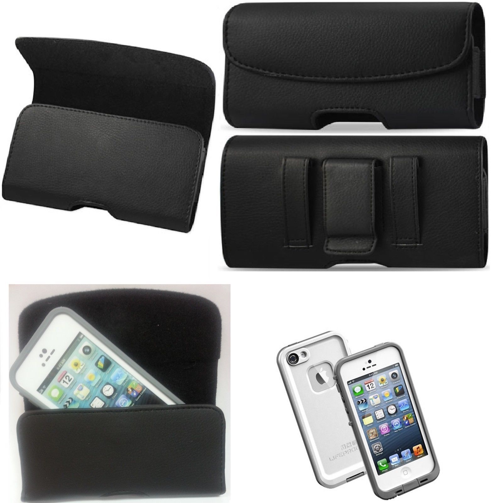 iPhone 15 PRO MAX  XL BELT CLIP LEATHER HOLSTER POUCH TO FIT A HARD CASE ON IT