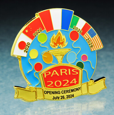 OLYMPIC PINS BADGE 2024 PARIS FRANCE OPENING CEREMONY GOLD COLORED CELEBRATION