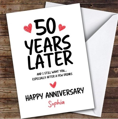 50th Wedding Anniversary Card Personalised 50 Years Funny Drink