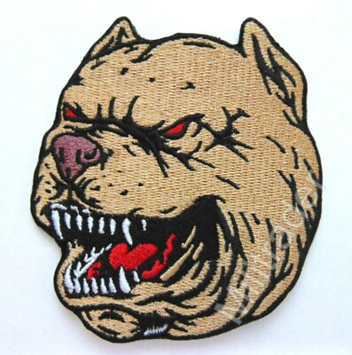 ●PIT BULL VICIOUS Vicious Pitbull Dog Big Boy Head Red Eyes Clipped Ears Patch