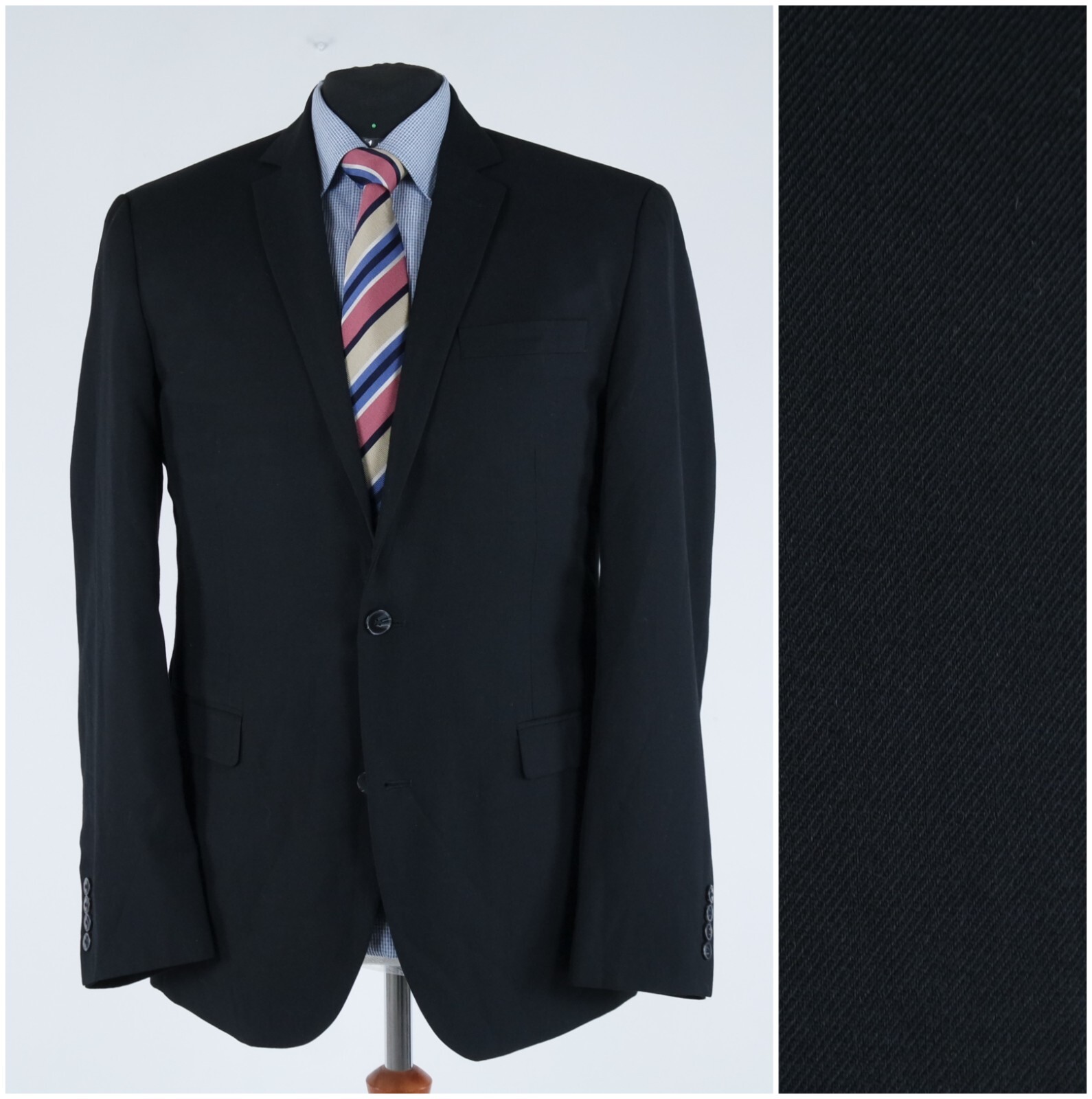 Mens Black Blazer 44R UK Size ANGELO LITRICO Wool Sport Coat Jacket