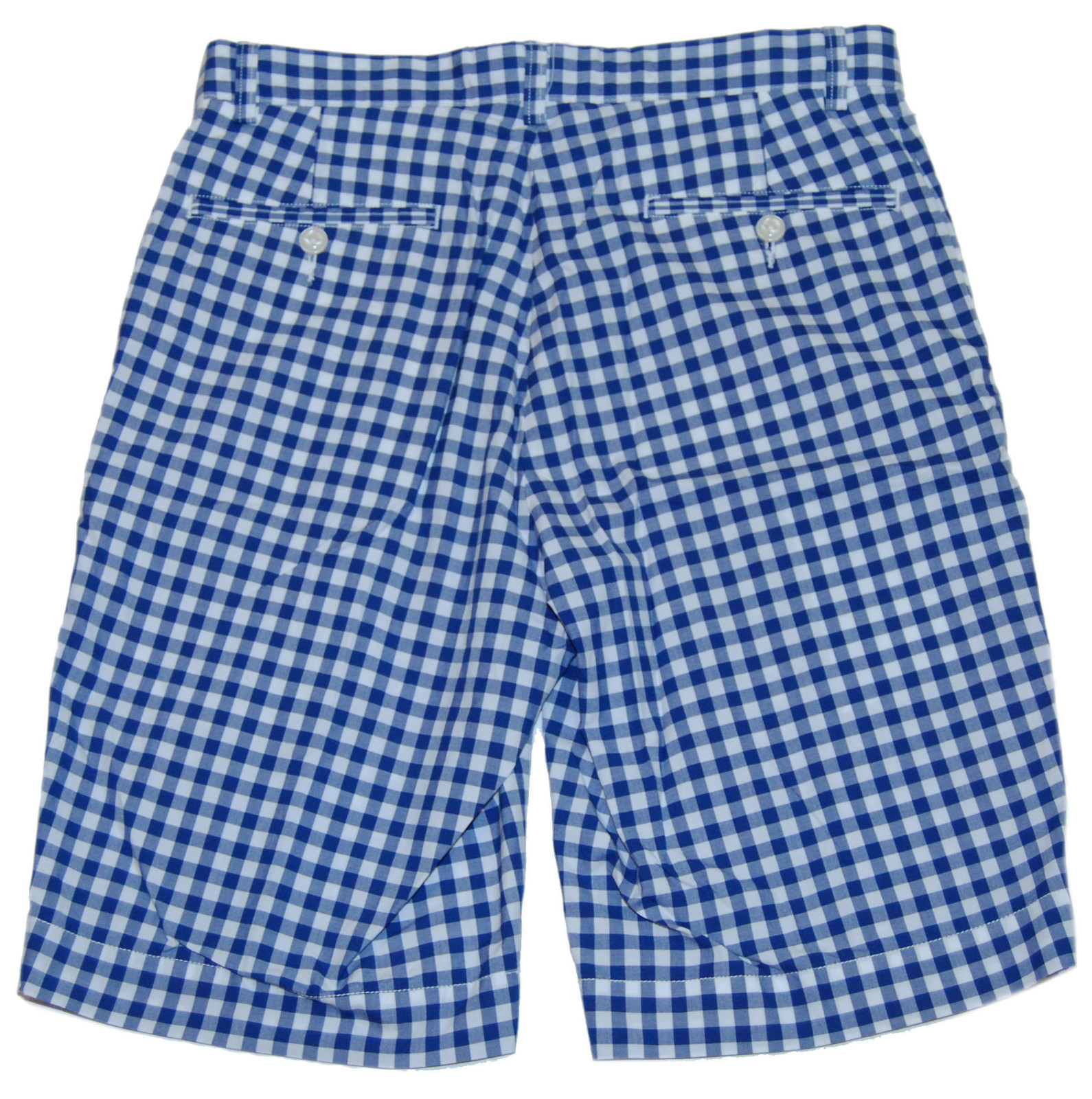 Polo Ralph Lauren Men Cotton Gingham Plaid Check Dress Shorts Navy Blue White 30