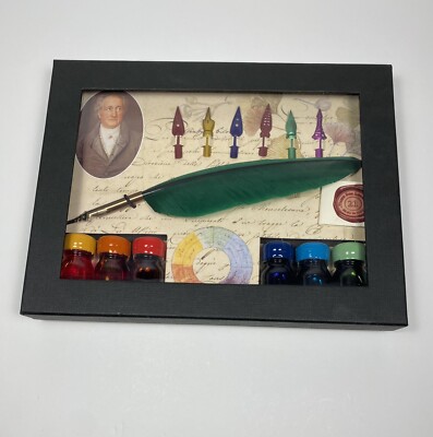 FRANCESCO RUBINATO Italian Quill Dipping Pen 6 Inks 6 Metal Nibs Calligraphy