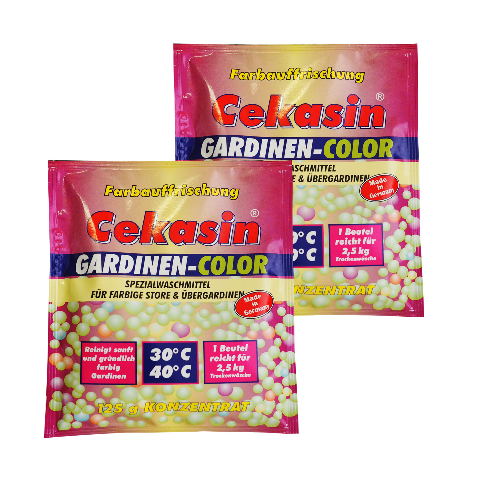 2 x Cekasin Gardinen-Color, Gardinen-Waschmittel, Farbauffrischung, Waschpulver