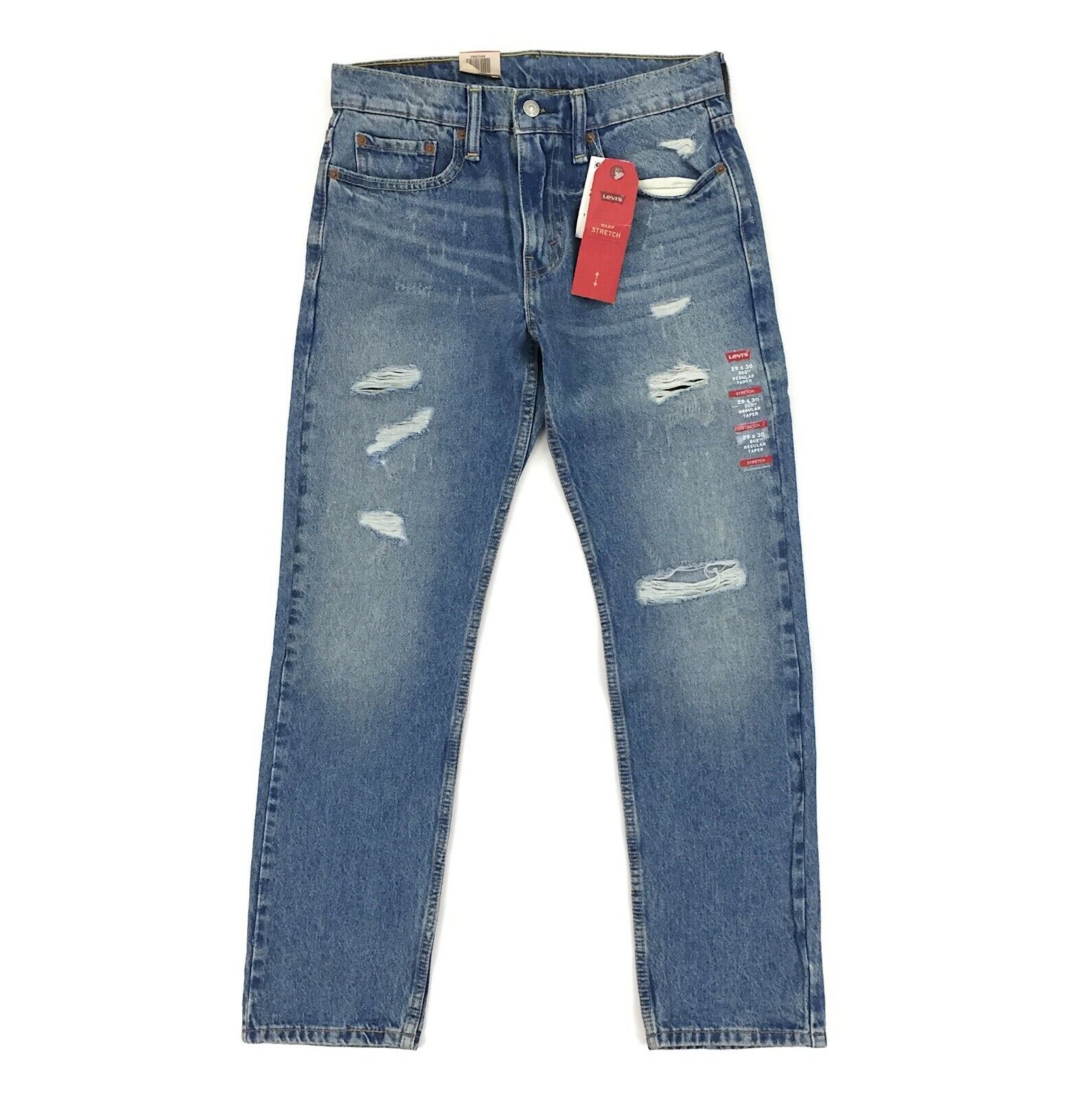 New Levis 502 Regular Taper Jeans Warp Stretch Fit Broom Tree Wash Blue Distr