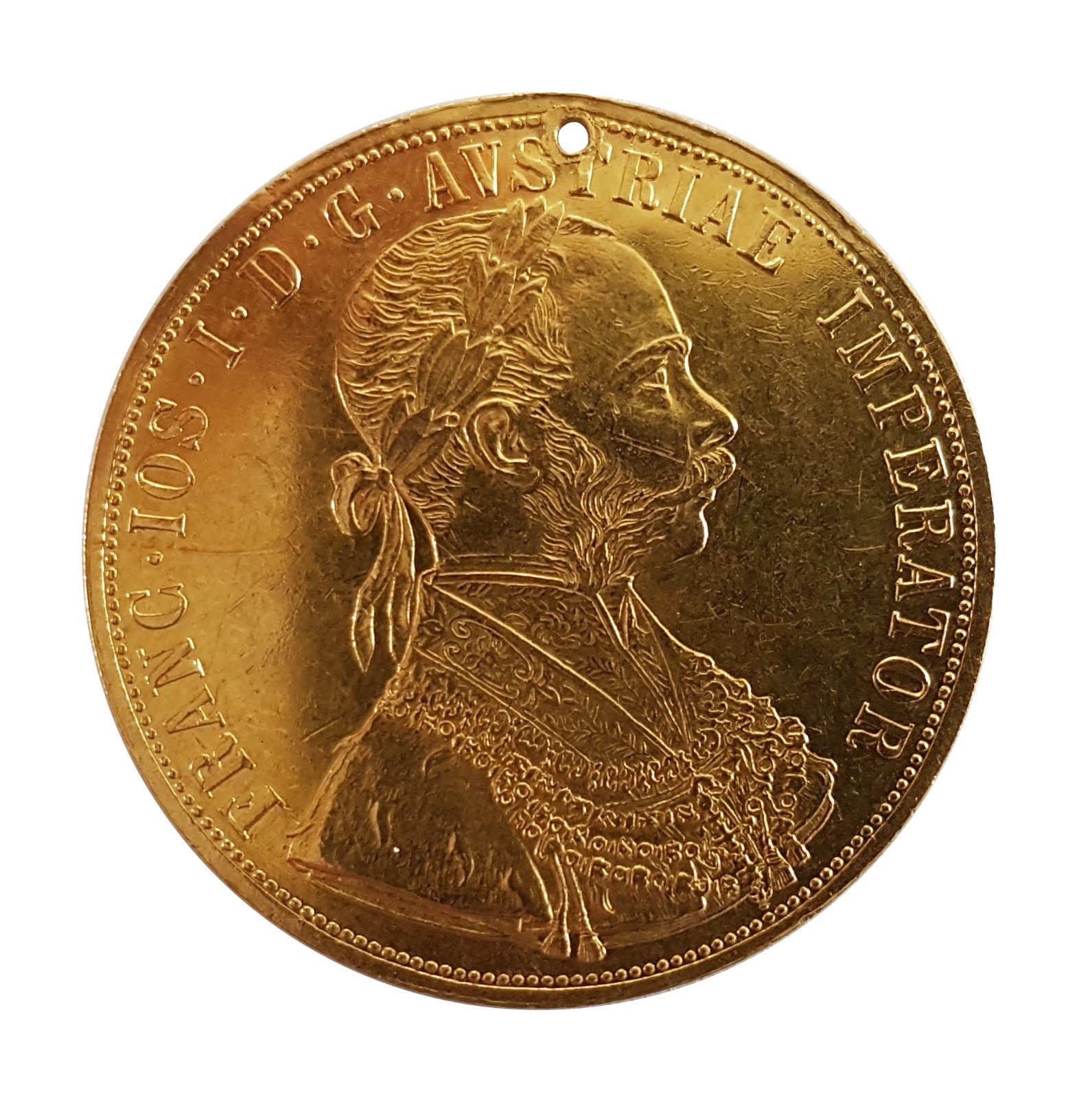 1889 1892 & 1900 Austria Gold 4 Ducat AU Franz Joseph I 40mm Drilled VERY RARE