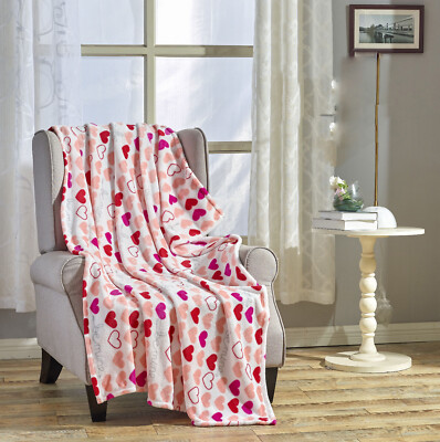 Kate Aurora Valentine's Day Be Mine Hearts Ultra Soft & Plush Accent Throw