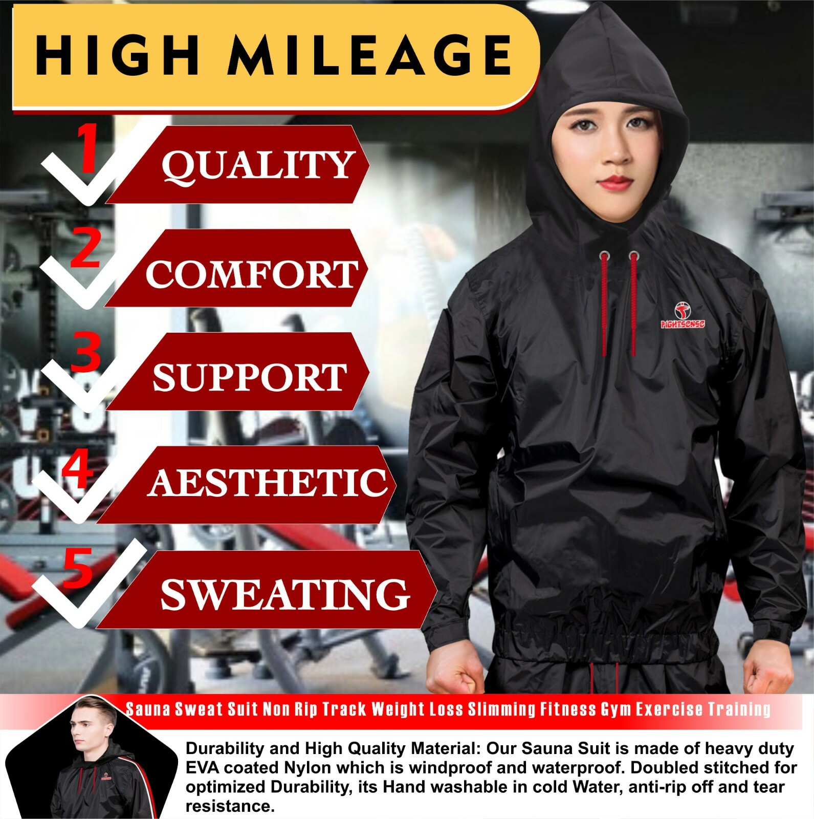 FIGHTSENSE Heavy Duty Sauna Suit for Men and Women Exercise Gym Fitness