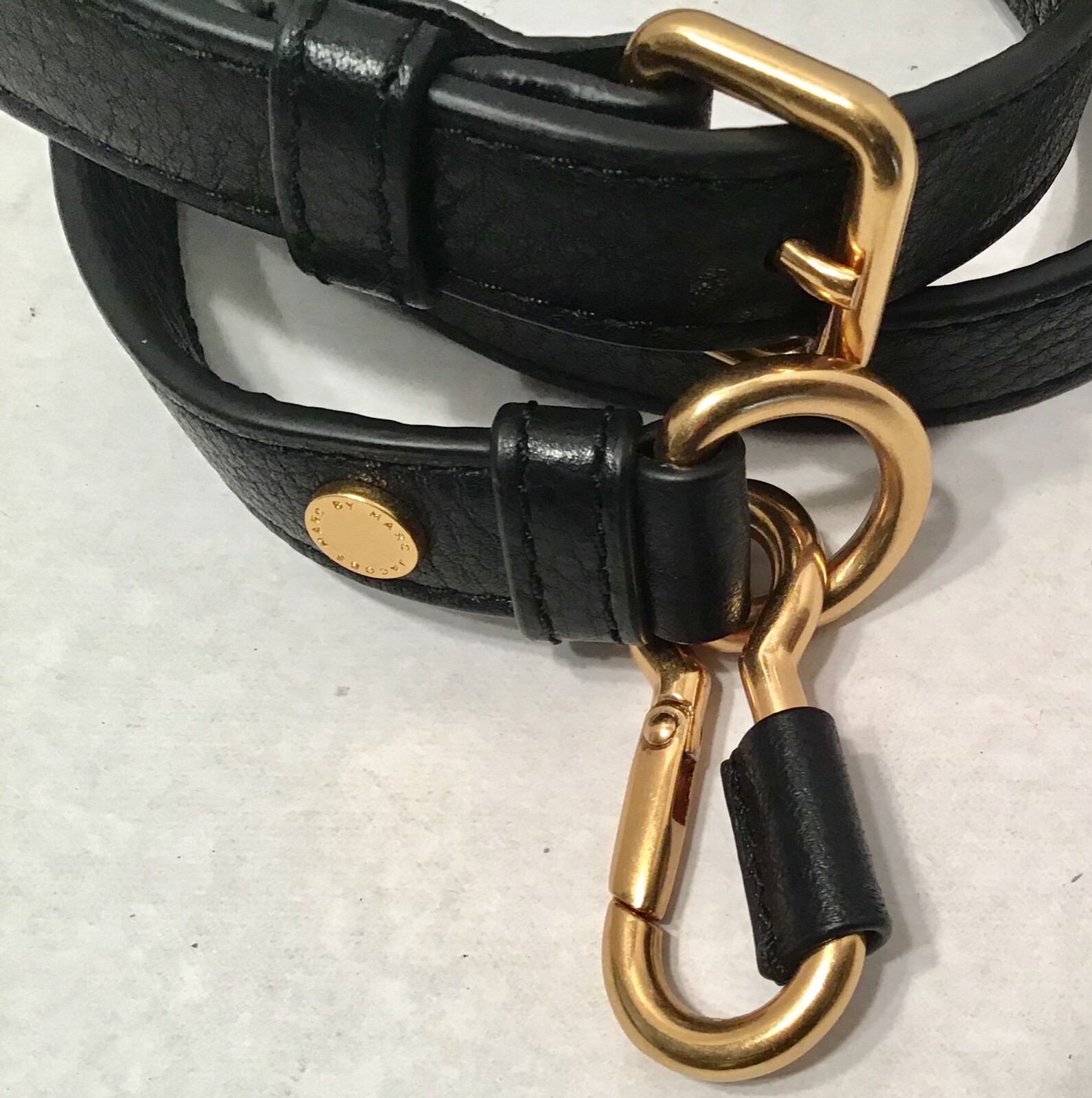 Marc by Marc Jacobs Handbag Satchel Long Strap Black Leather Gold Tone Hardware