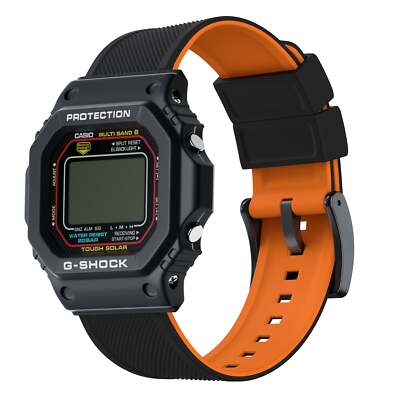 Black & Orange Elite Silicone Casio  G-Shock Watch Band Watch Band