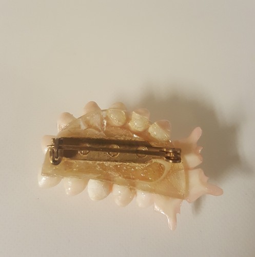 Handmade Vintage Shell Brooch Pink Delicate