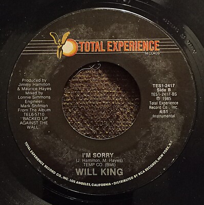Modern Funk Soul 45 Will King - I'm Sorry / Same On Total Experience-New