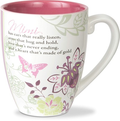 Mark My Words Mimi Floral Butterfly Grandma Coffee Tea Mug, Large, Pink, 20 o...